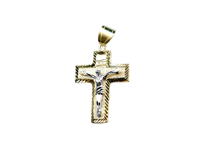 Two Tone Plated Crucifix Cross Pendant